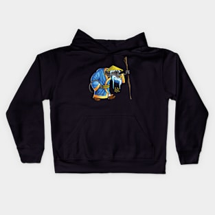 Old mouse with a walking stick greeting Kids Hoodie